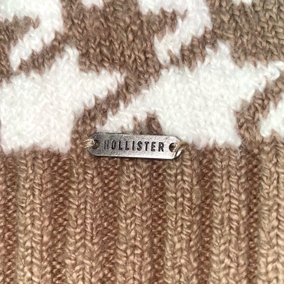 Hollister Brown Cream Houndstooth Cropped Sweater Women’s Large - Picture 4 of 8